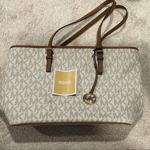 NWT Michael Kors Signature Cream and Tan Tote
